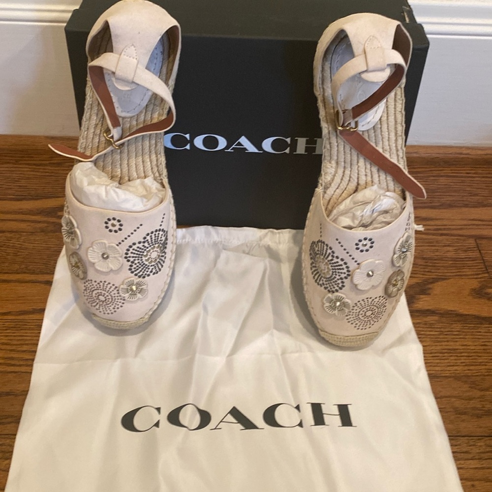 Coach ankle strap espadrille Sz 10B. Worn once. Super comfortable. Like new